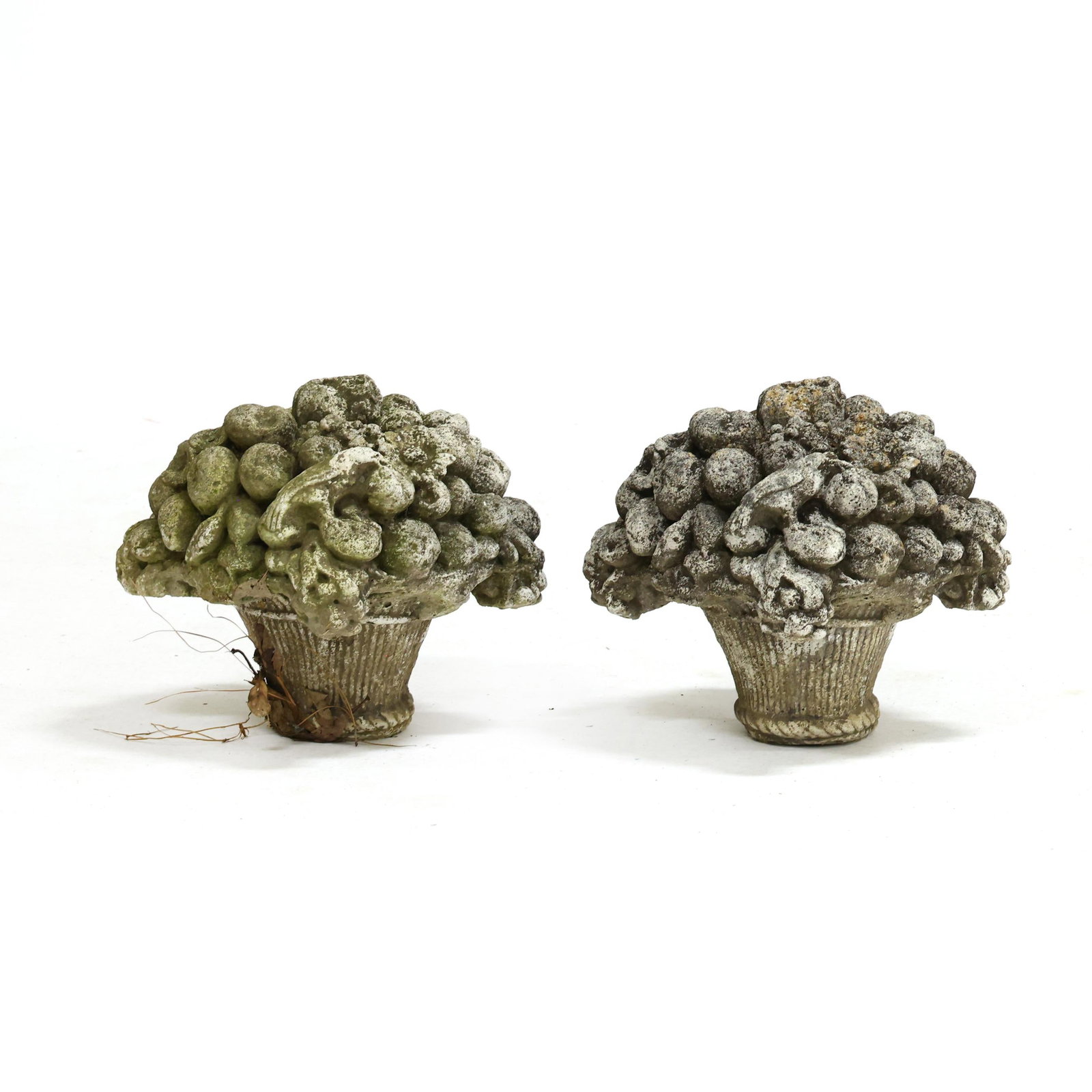 Pair of Cast Stone Fruit and Bird Basket Garden Ornaments (1 of 4)
