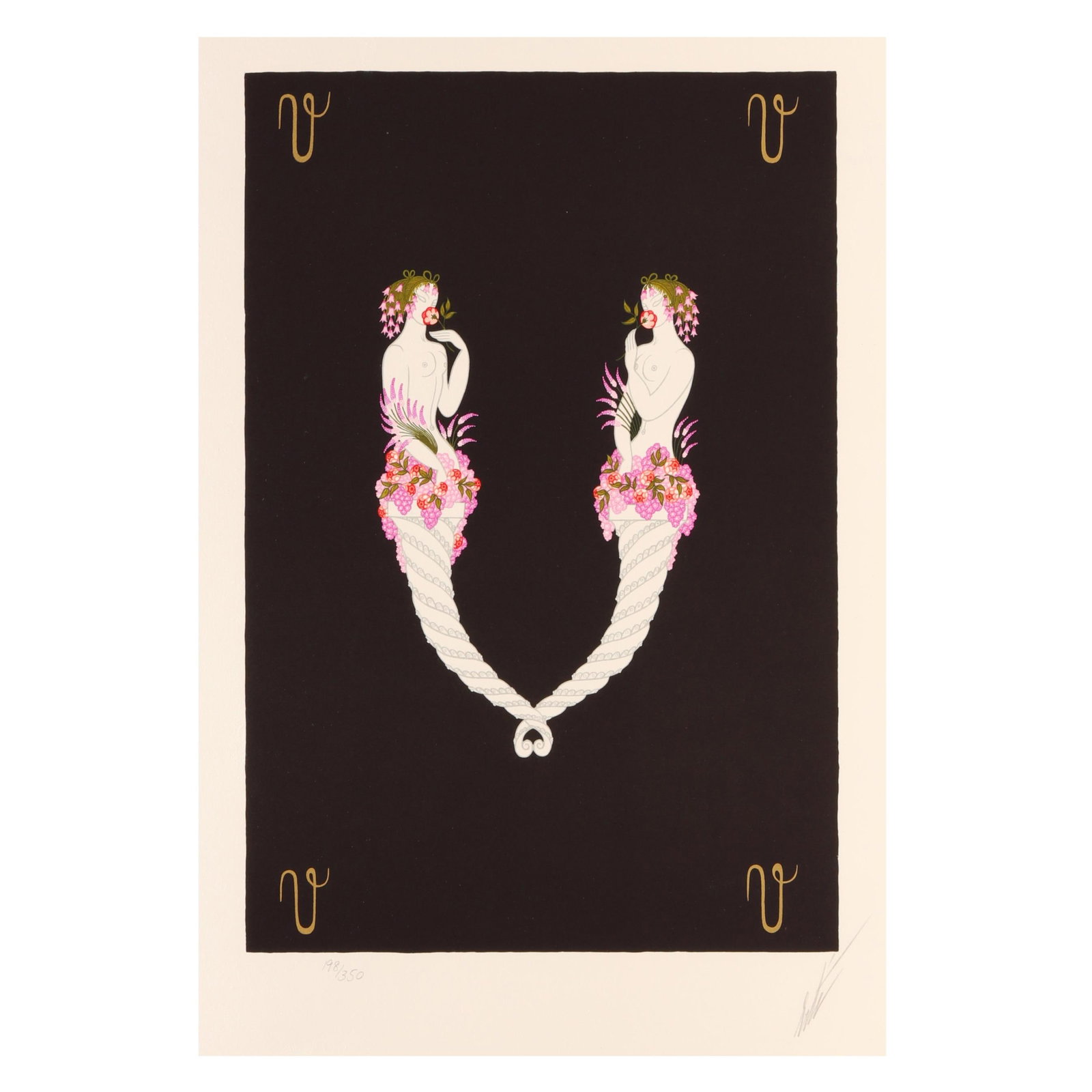 Erté (Romaine de Tirtoff) (Russian/French, 1892-1990),  V  from the  Alphabet  Series (1 of 9)