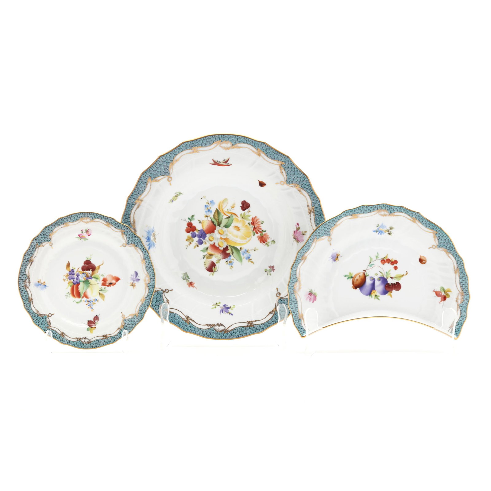 Herend  Fruits Composition  with Turquoise Fish Scale, Dinnerware Set of (36) (1 of 6)