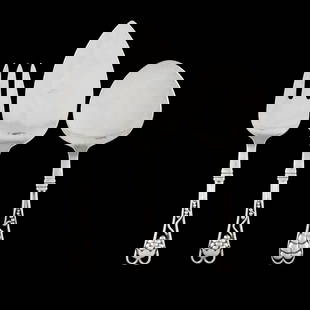 Three Georg Jensen  Ornamental  Sterling Silver Flatware Servers: Three Georg Jensen Ornamental Sterling Silver Flatware Serversdate marks circa 1910-1930; pattern numbers 71 and 72, includes a pie server, pastry server, and serving fork, in similar patterns with va