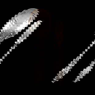 Two Art Nouveau Sterling Silver Flatware Servers: Two Art Nouveau Sterling Silver Flatware Servers the fist, a Reed & Barton Les Six Fleurs serving spoon, patented 1901, designed by Charles A. Bennett, monogrammed "R" to the verso handle; and a