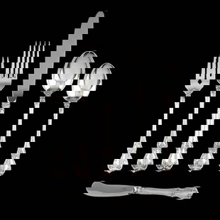 Towle Old Master Sterling Silver Flatware Service: Towle Old Master Sterling Silver Flatware Service (67) piece service for ten, including: (10) dinner knives (8 3/4 in.);(10)forks(7 1/8 in.); (10) salad forks (6 3/8 in.); (10) teaspoons; (10)