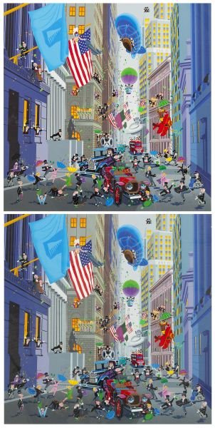 Melanie Taylor Kent (PA), Two Serigraphs: Melanie Taylor Kent (PA), Two Serigraphsboth titled "Wall Street;" the first an artist proof, dated 1993, matted and framed (SS 21 x 21 in.; DOA 32 x 30.5 in.); the second an undated artist proof, mat