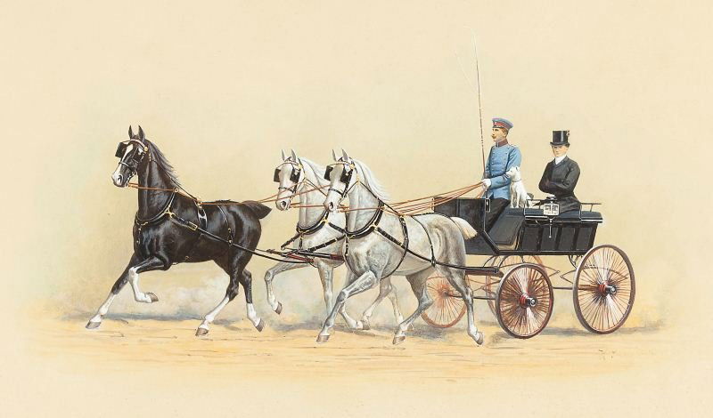 German School (circa 1900), Carriage Scene: German School (circa 1900), Carriage Scenegouache on paper, indistinctly signed at lower right, presented under glass in original frame, retaining an old paper label reading "(illegible) / Egern am Te