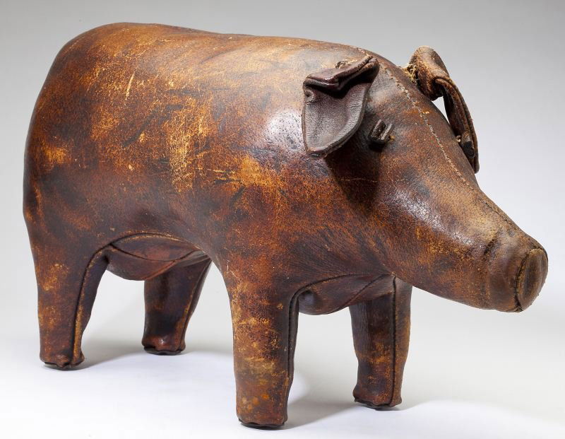 Vintage Leather Pig Foot Rest