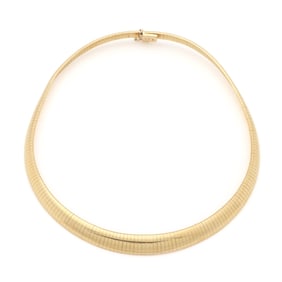 Gold Tapered Omega Necklace, Italy