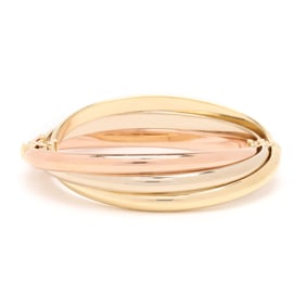 Tri-Color Gold Three-Row Bangle Bracelet