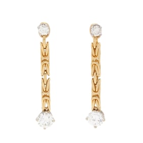 Gold and Diamond Drop Earrings