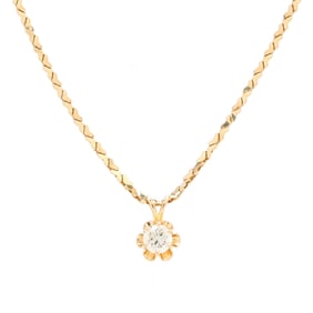 Gold and Diamond Solitaire Pendant Necklace