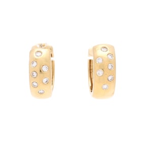 Gold and Diamond Hoop Earrings