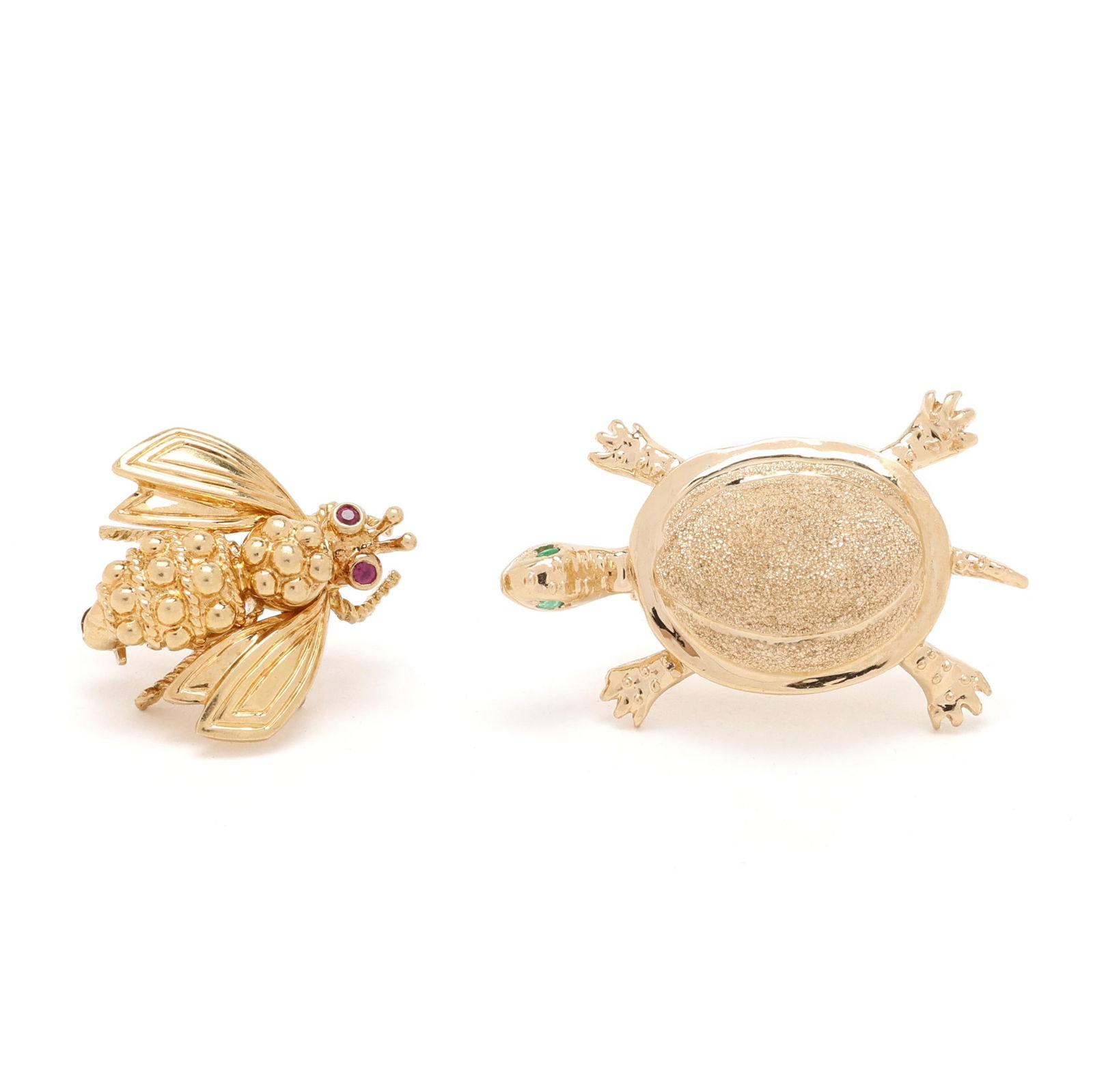 Gold and Gem-Set Bee Brooch by Tiffany & Co. and a Gold Turtle Brooch (1 of 4)