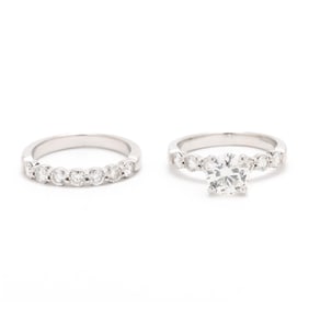 Platinum and Diamond Ring and Band