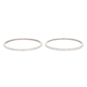Pair of White Gold and Diamond Bangle Bracelets
