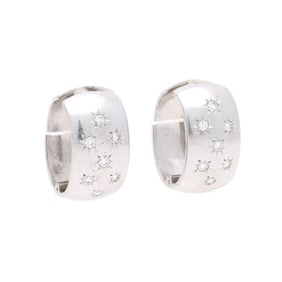 White Gold and Diamond Set Hoop Earrings
