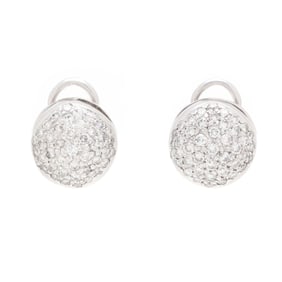 Pair of White Gold and Diamond Dome Earrings