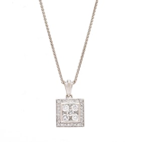 White Gold and Diamond Pendant Necklace