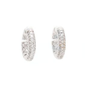 Pair of White Gold and Diamond Hoops