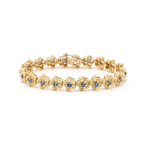Gold and Sapphire Floral Motif Bracelet, Italy
