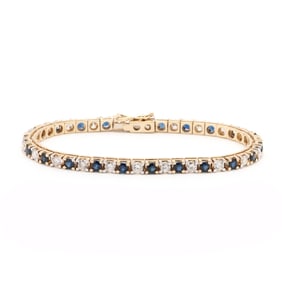 Gold, Sapphire, and Diamond Line Bracelet, Italy