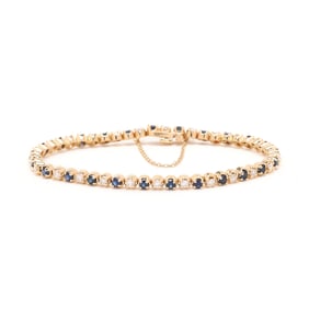 Gold, Diamond, and Sapphire Line Bracelet