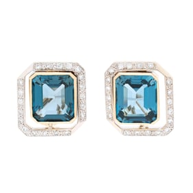 Bi-Color Gold, Topaz, and Diamond Earrings