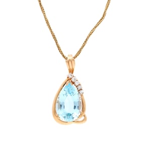 Gold, Topaz, and Diamond Pendant Necklace