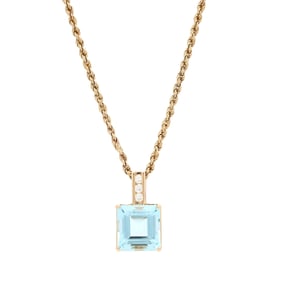 Gold, Aquamarine, and Diamond Pendant Necklace