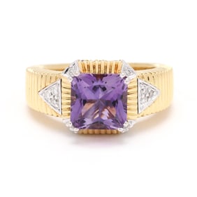Bi-Color Gold, Amethyst, and Diamond Ring