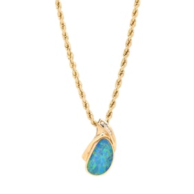 Gold and Opal Doublet Pendant Necklace