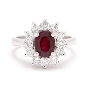 White Gold, Ruby, and Diamond Ring