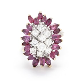 White Gold, Diamond, and Ruby Ring