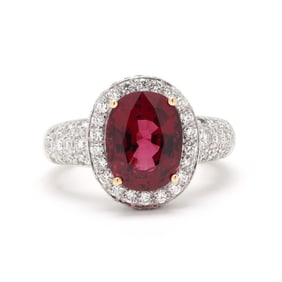 White Gold, Synthetic Spinel, and Diamond Ring