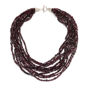 Silver and Garnet Multi-Strand Necklace