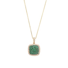 Gold, Emerald, and Diamond Pendant Necklace