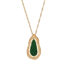 Gold and Green Druzy Necklace, Italy