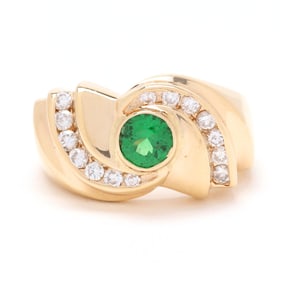 Gold, Tsavorite Garnet, and Diamond Ring