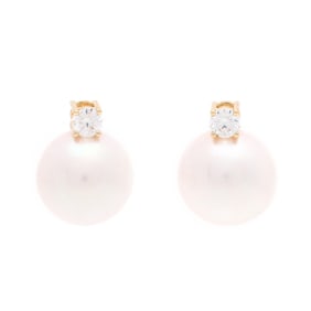 South Sea Pearl and Lab Grown Diamond Earrings