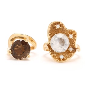 Two Gold and Gem-Set Rings