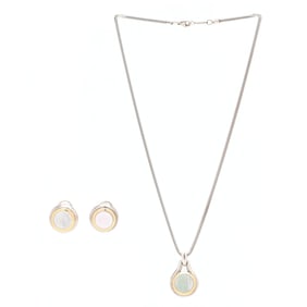 Sterling Silver, Gold, and Mother-of-Pearl 1999 Necklace and Earrings, Tiffany & Co.