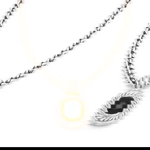 Silver, Gold, and Gem-Set Necklace and Pendant, David Yurman: Silver, Gold, and Gem-Set Necklace and Pendant, David Yurmanthe sterling silver wheat chain completed with a silver and gold lobster clasp, stamped DY / 925 585, suspending a pendant from the Albion C