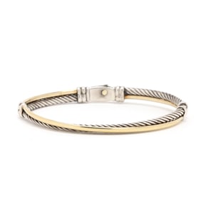 Sterling Silver and Gold Crossover Bangle Bracelet, David Yurman