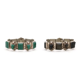 Two Silver and Gem-Set Bracelets, Mexico