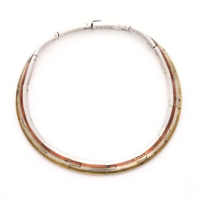Tri-Color Sterling Silver Collar Necklace, Los Castillo