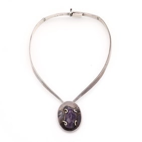 Sterling Silver and Amethyst Collar Necklace, Los Castillo