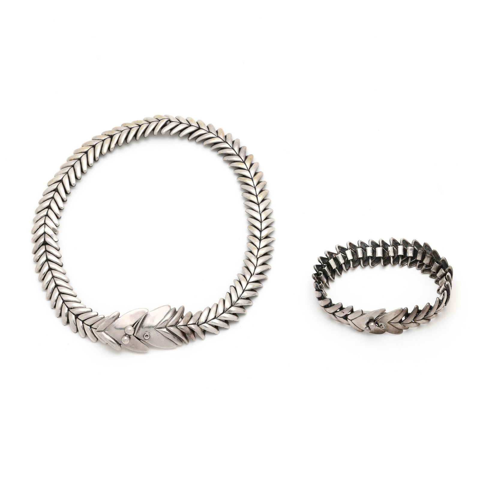 Sterling Silver Fish Motif Necklace and Bracelet, Mexico (1 of 9)