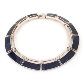 Sterling Silver and Sodalite Collar Necklace, Mexico