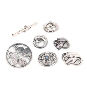 Seven Silver Brooches, Georg Jensen