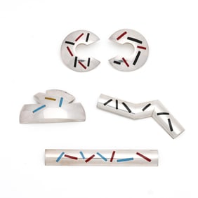 Three Sterling Silver Brooches and A Pair of Silver Earrings, Piotr Ma?ysz