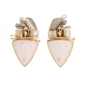 Mixed Metal Druzy Quartz Earrings, Wren Hendrickson