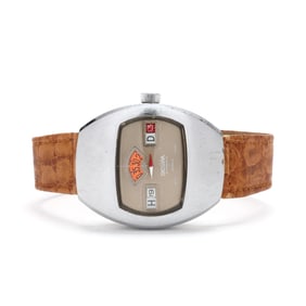 Vintage Stainless Steel Jump Hour Watch, Sicura